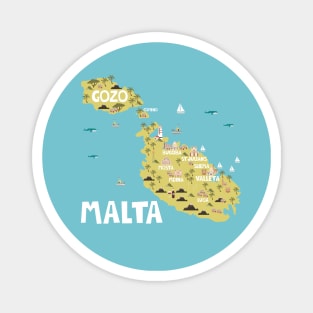 Malta Illustrated Map Magnet